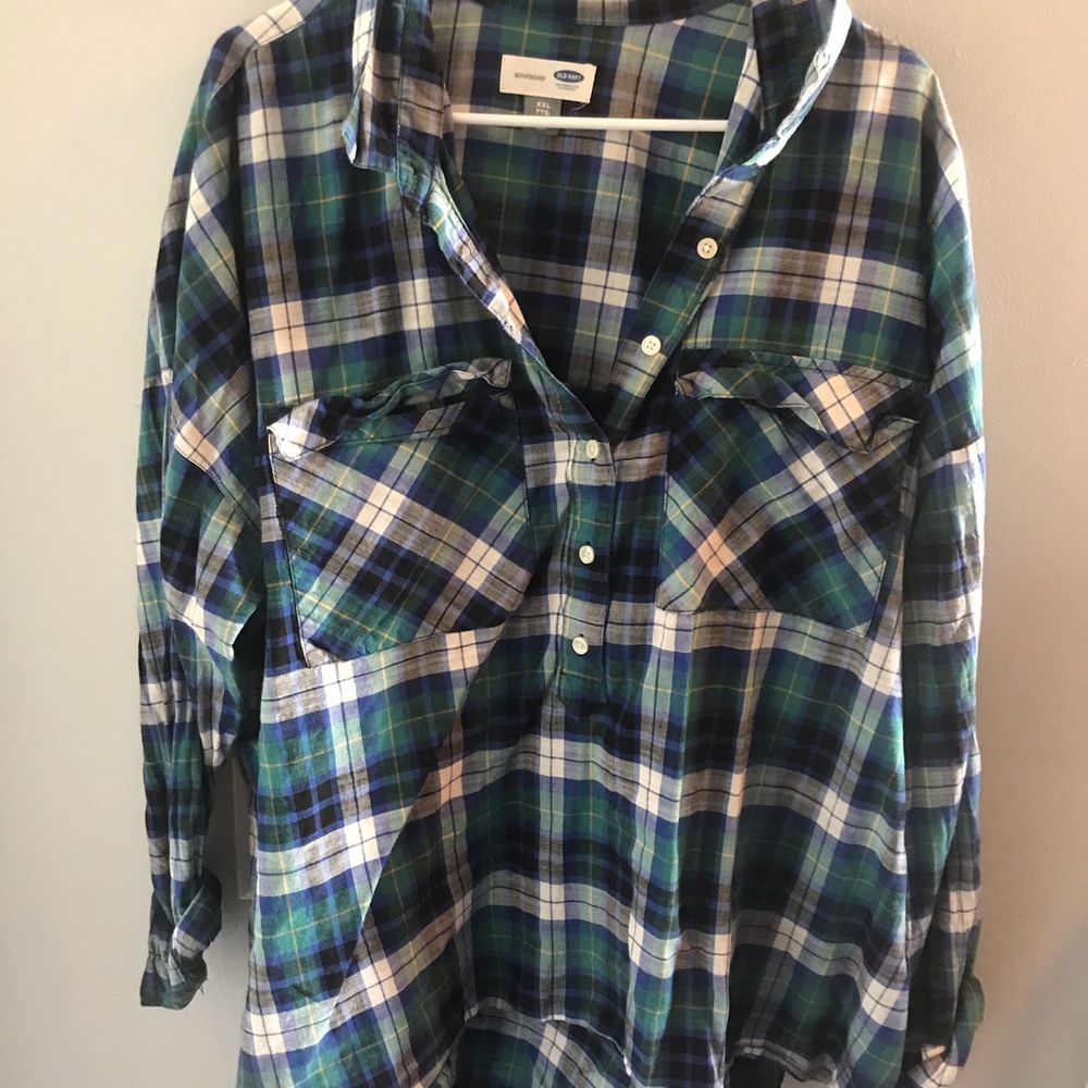Old navy boyfriend plaid long sleeve